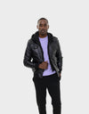 LIAM MEN'S LEATHER JACKET WITH HOOD